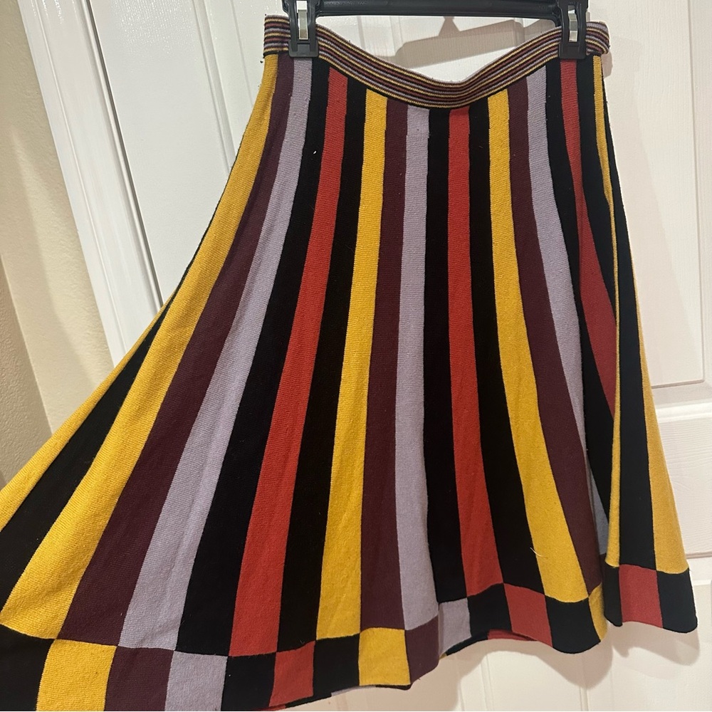 VINTAGE Anthropologie Colorful Striped Midi Skirt